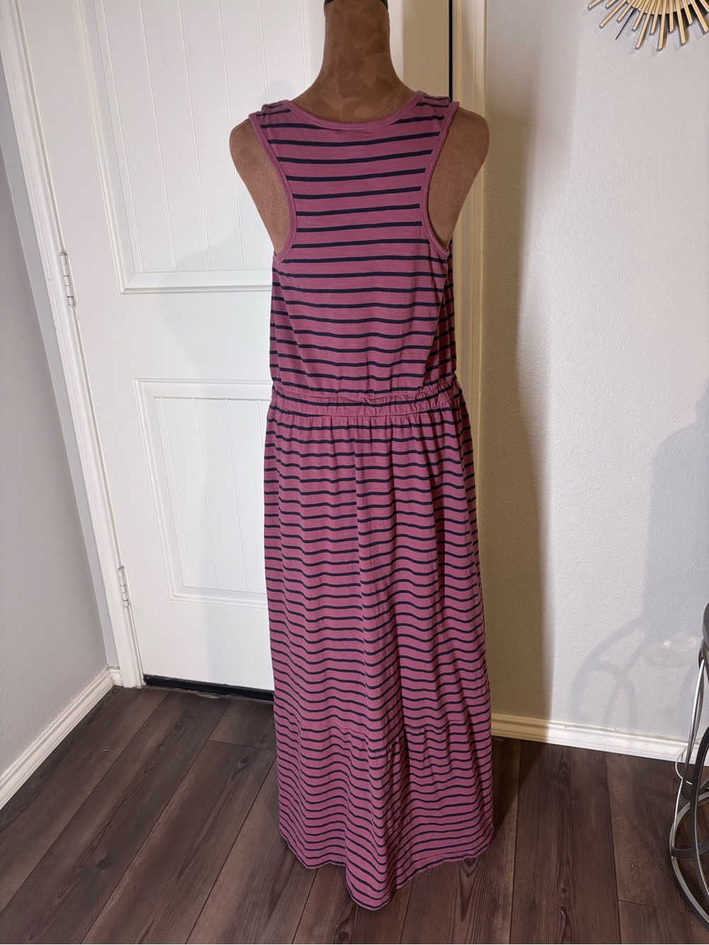 Pact Maxi Dress Mauve/Navy Stripes 100% Organic Cotton L - Picture 2 of 10